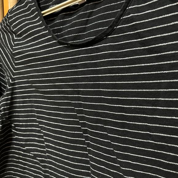 Charter Club Women Top 3X Black Glitter Striped Long Sleeve Pima Cotton Stretch - Picture 2 of 7